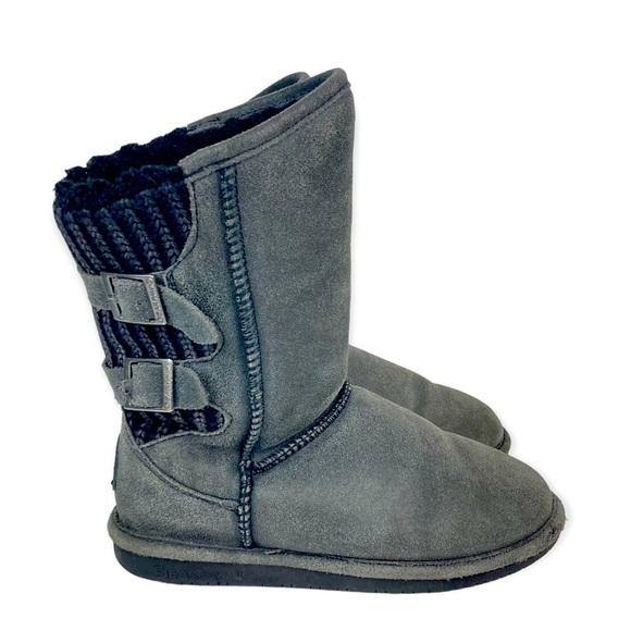 BEARPAW Boshie Suede and Washed Knit Boots - Picture 1 of 16